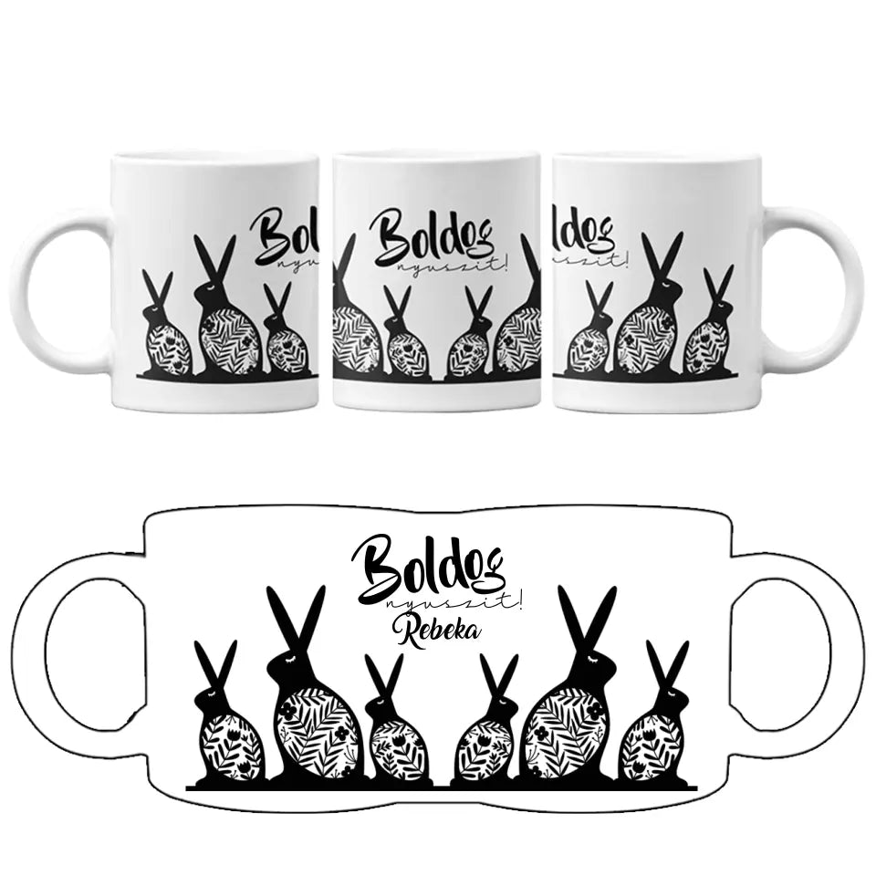 Egyedi feliratos húsvéti nyuszis bögre - Bogreguru