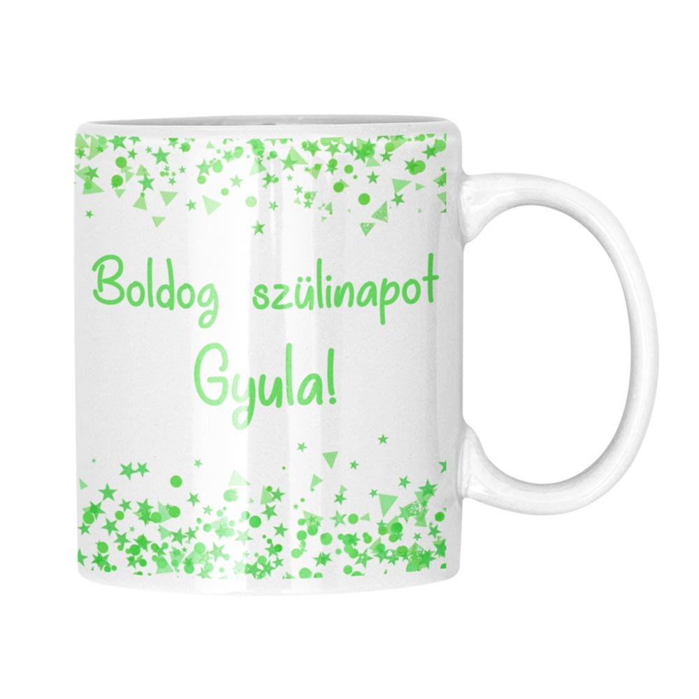 Egyedi feliratos konfettis szülinapi bögre különböző színekben - Bogreguru