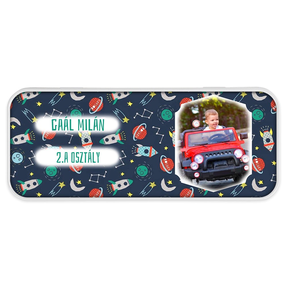 Egyedi fényképes fém tolltartó rakétás háttérrel - Bogreguru