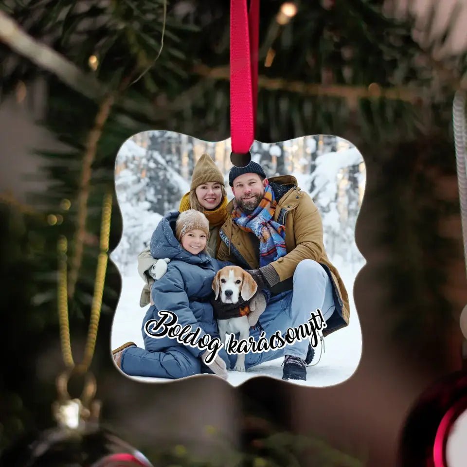 Egyedi képes négyzetes fa dísz - Bogreguru