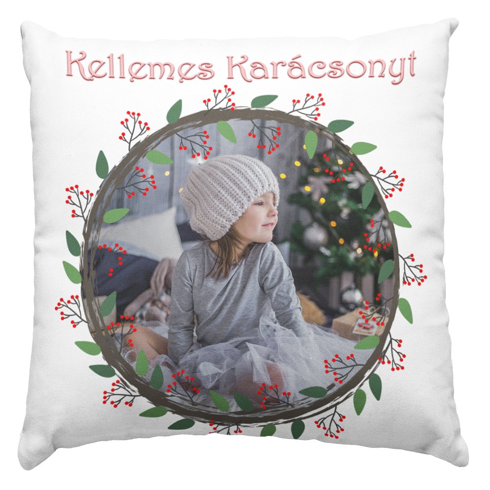 Egyedi képes párna fagyöngy kerettel - Bogreguru