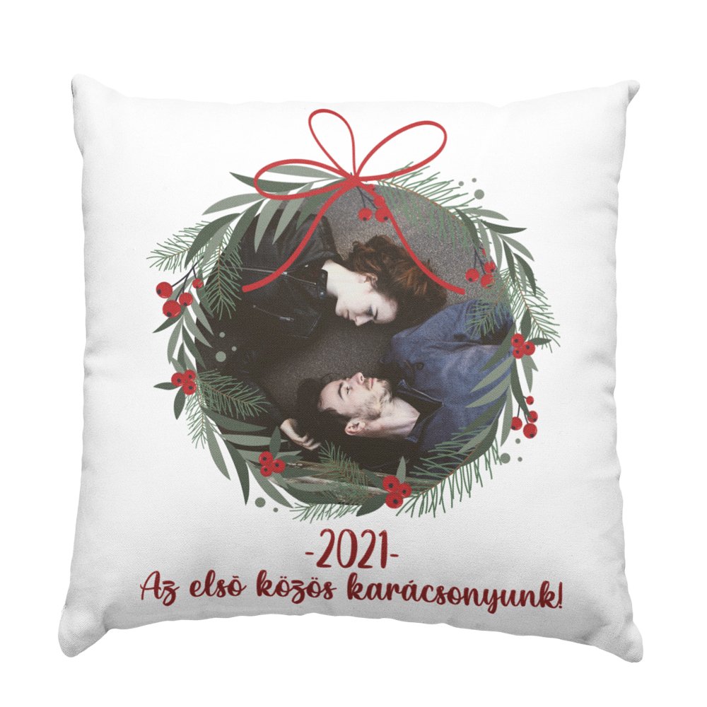 Egyedi képes párna karácsonyi keretben - Bogreguru