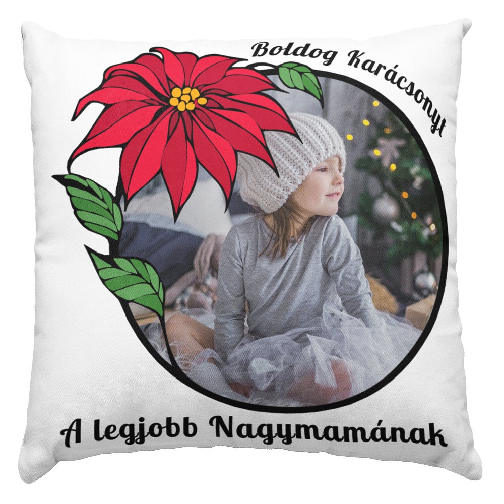 Egyedi képes párna mikulás virággal - Bogreguru