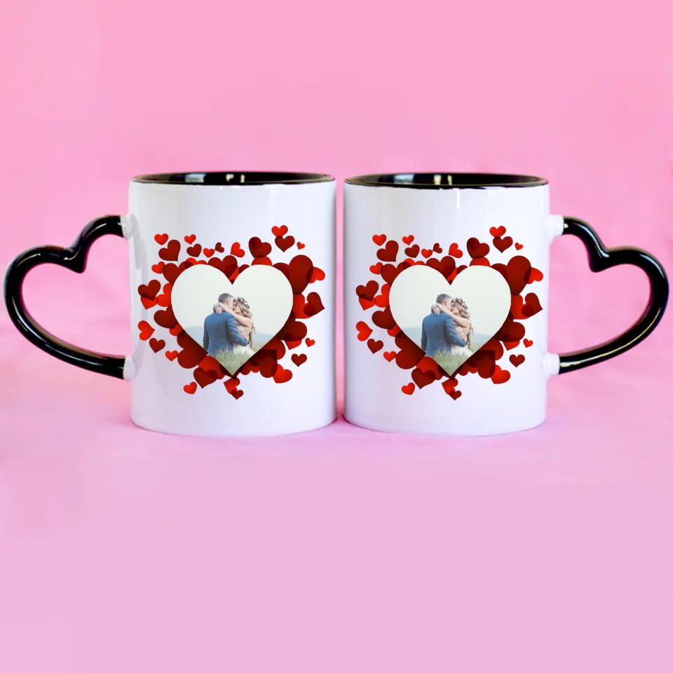 Egyedi képes szív füles bögre keretben - Bogreguru