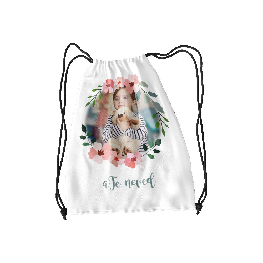 Egyedi képes tornazsák saját névvel virágos kerettel - Bogreguru