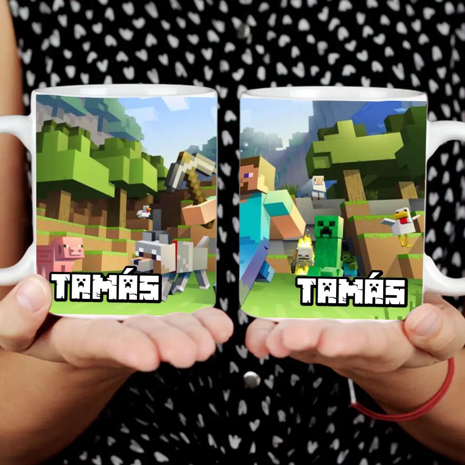 Élőben szerkeszthető Minecraft bögre egyedi névvel - Bogreguru