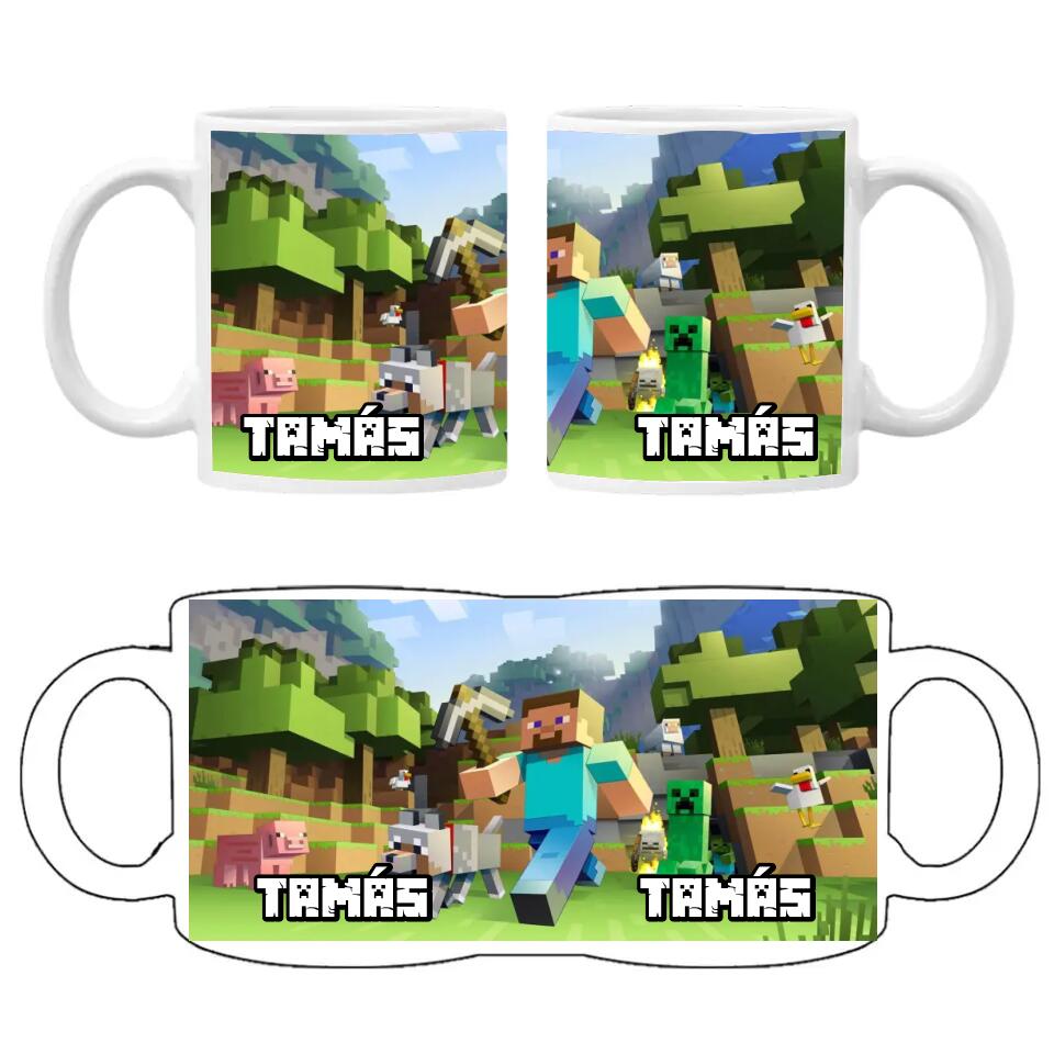 Élőben szerkeszthető Minecraft bögre egyedi névvel - Bogreguru