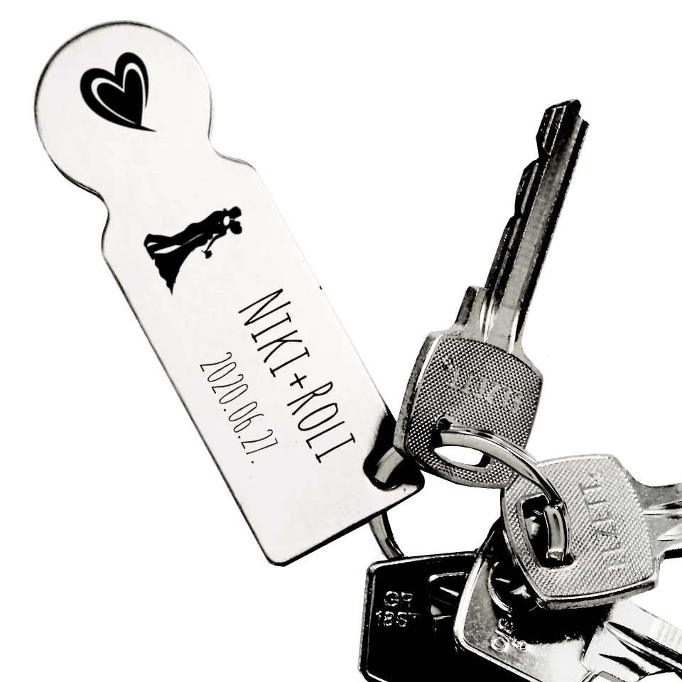 Esküvői mintás bevásárlókocsi érme kulcstartó - Bogreguru