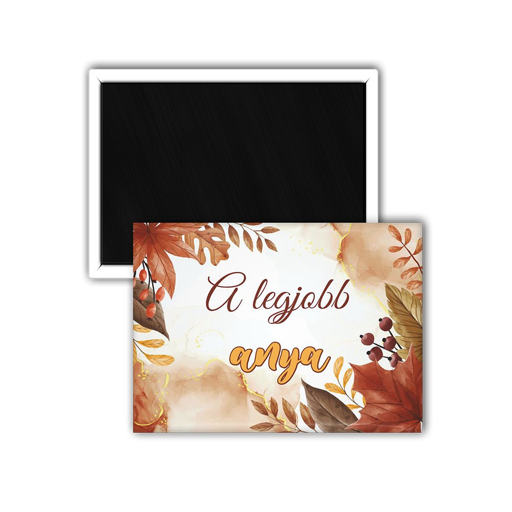 Feliratos hűtőmágnes őszi levél mintával - Bogreguru