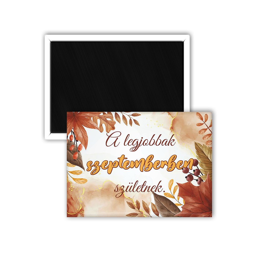 Feliratos hűtőmágnes őszi levél mintával - Bogreguru