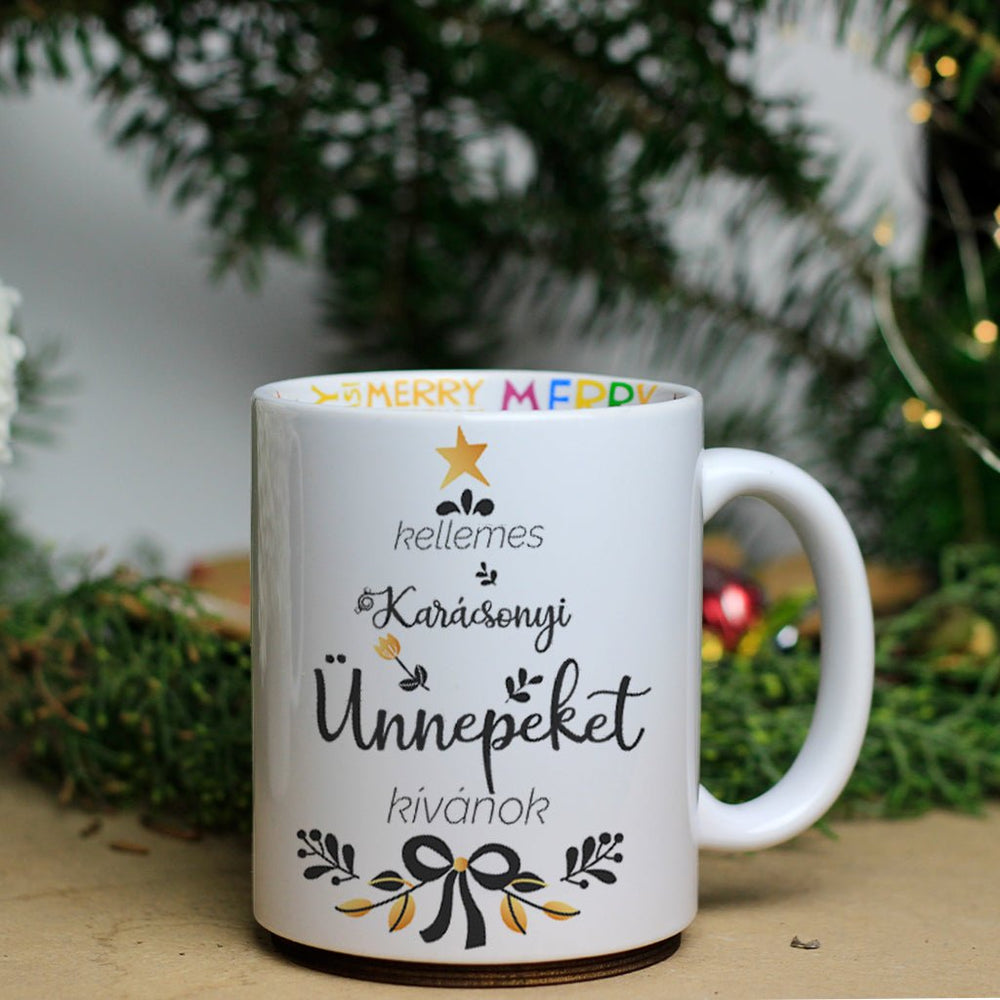 Feliratos karácsonyi belsőjű bögre - Bogreguru
