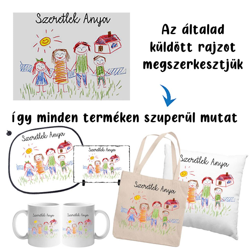 Fényképes gránitlap gyermeked rajzával - Bogreguru