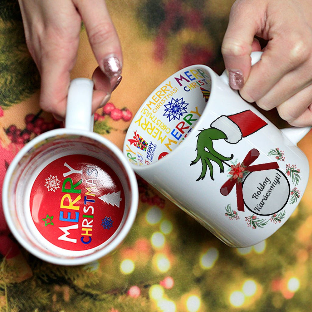 Grincs mintás karácsonyi belsőjű bögre - Bogreguru