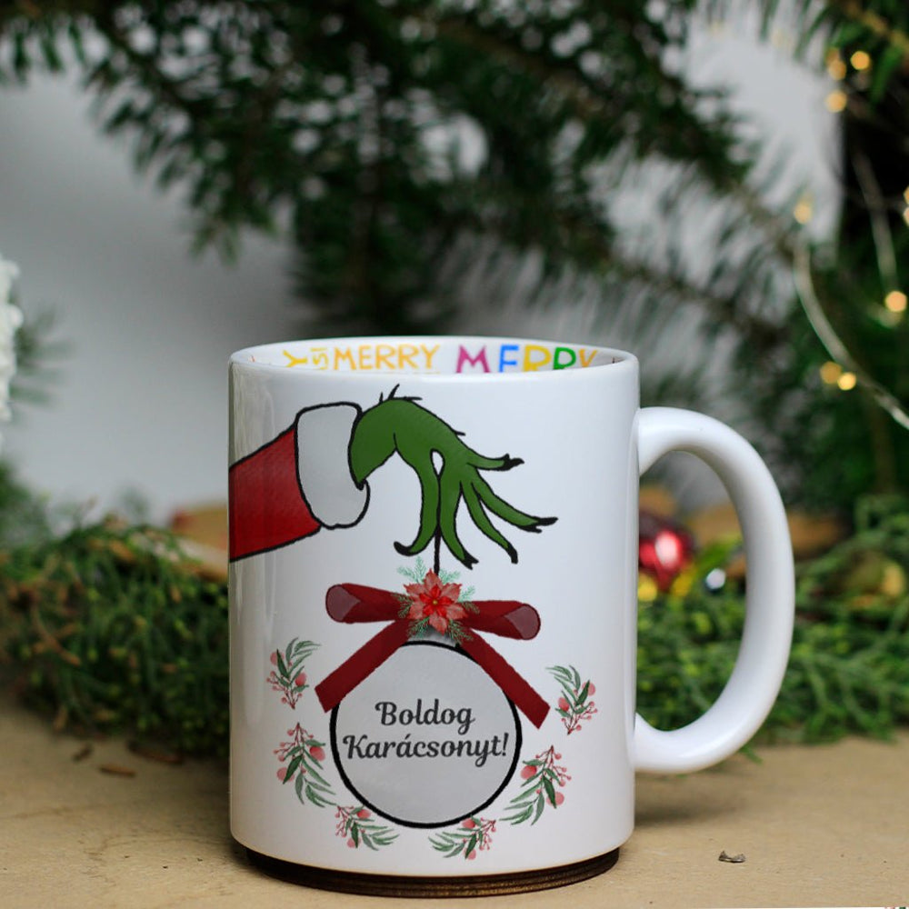 Grincs mintás karácsonyi belsőjű bögre - Bogreguru