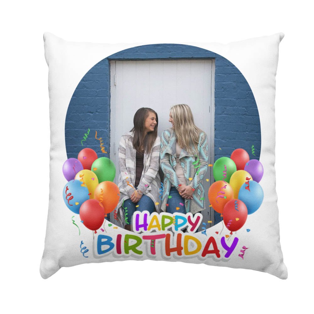 Happy Birthday egyedi fényképes lufis párna - Bogreguru