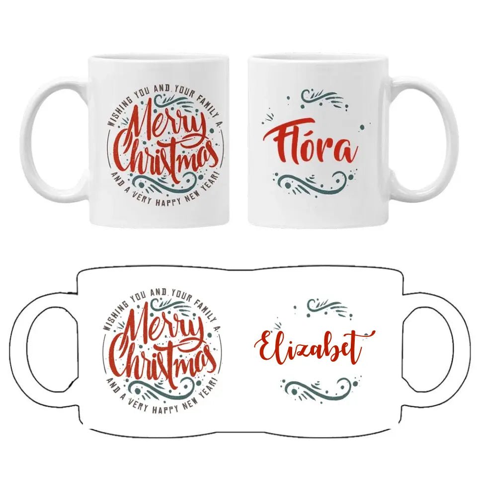 Karácsonyi ajándék bögre Merry Christmas felirattal és saját névvel - Bogreguru