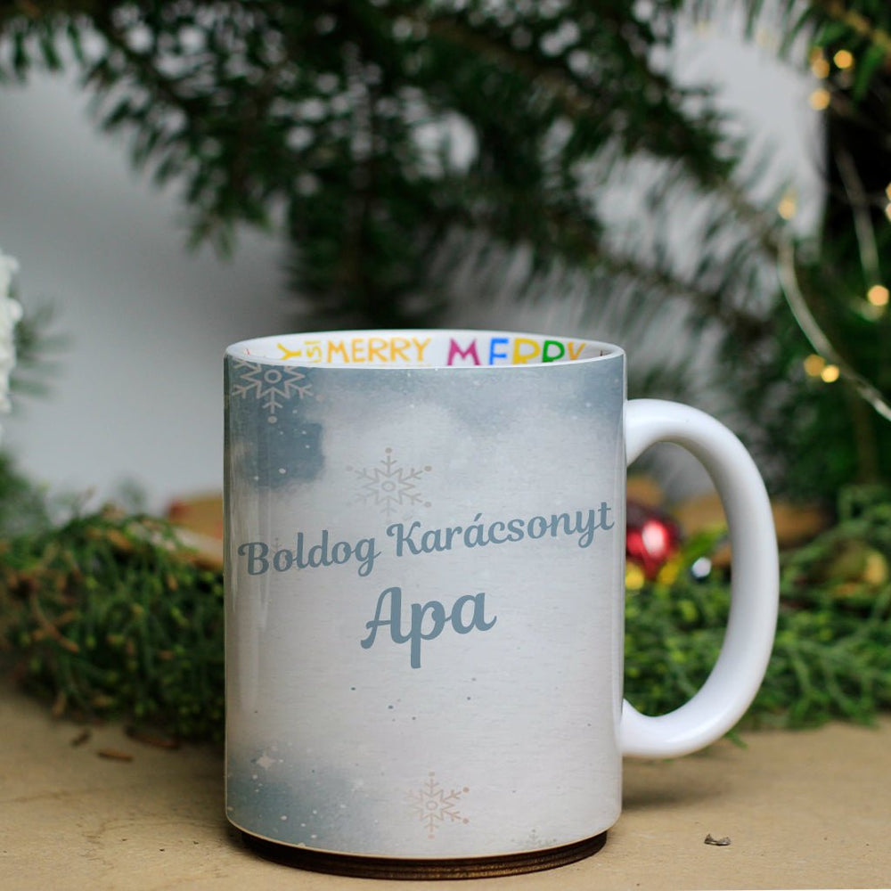 Karácsonyi belsőjű bögre Apának - Bogreguru