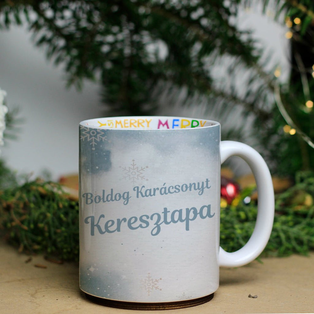 Karácsonyi belsőjű bögre Keresztapának - Bogreguru