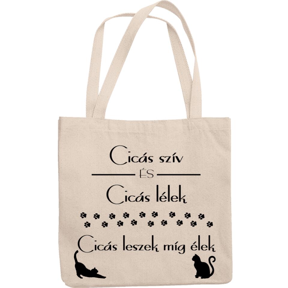 Kétoldalas cicás fotós vászontáska idézettel - Bogreguru