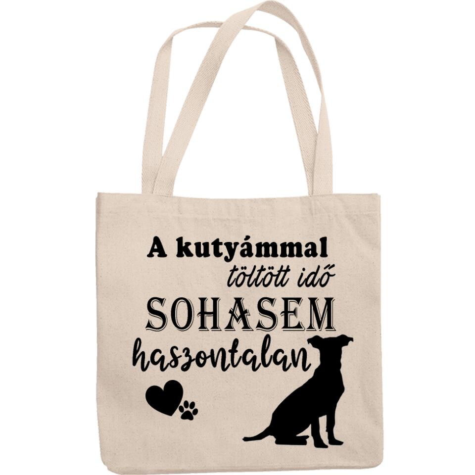Kétoldalas kutyás fotós vászontáska idézettel - Bogreguru