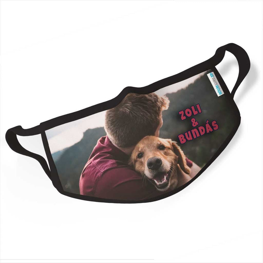 Kutyás egyedi fényképes maszk felirattal - Bogreguru