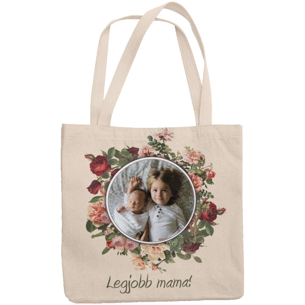 Legjobb anya vászontáska egyedi fényképpel és felirattal 1 - Bogreguru
