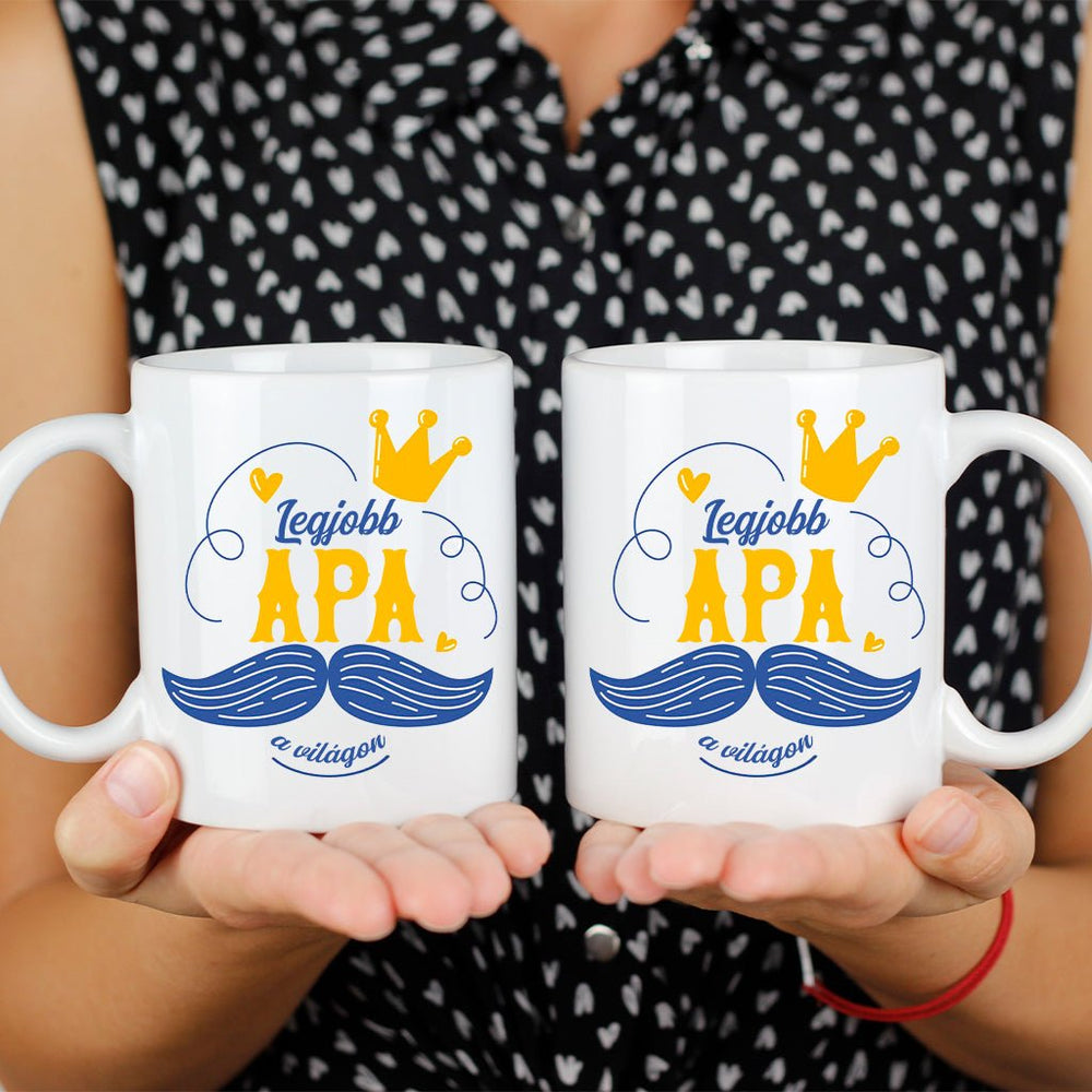 Legjobb apa bögre bajszos mintával - Bogreguru