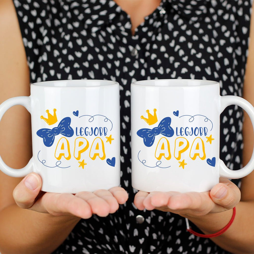 Legjobb apa bögre kék-sárga mintával - Bogreguru