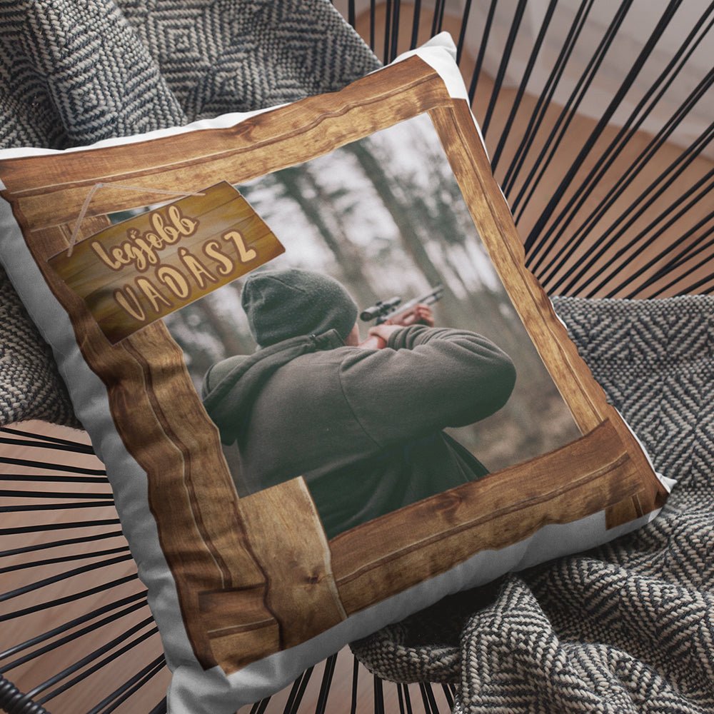 Legjobb vadász párna fényképpel és felirattal - Bogreguru