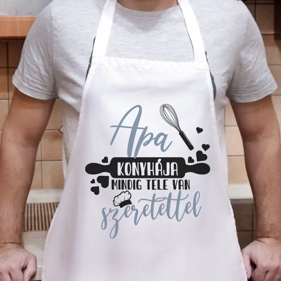 Mindig tele szeretettel egyedi ajándék kötény apáknak - Bogreguru