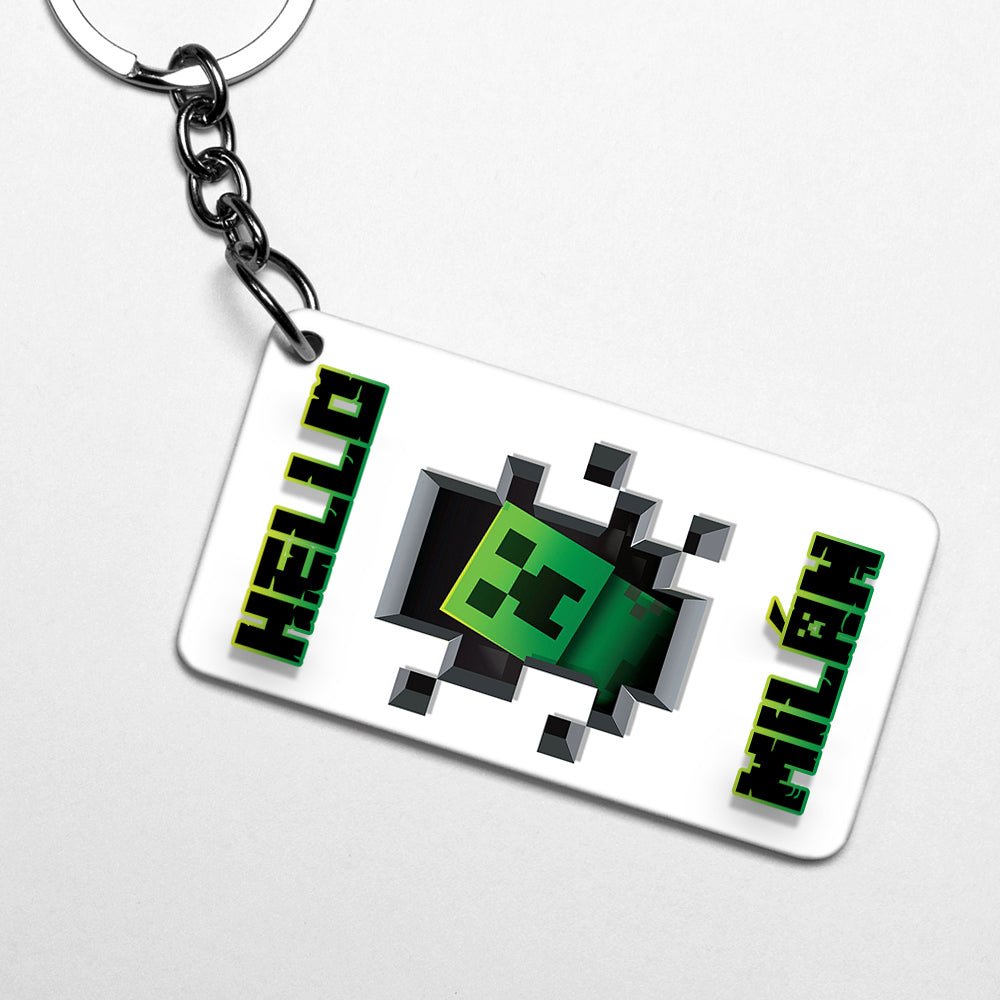 Minecraft creepy hello kulcstartó egyedi névvel - Bogreguru