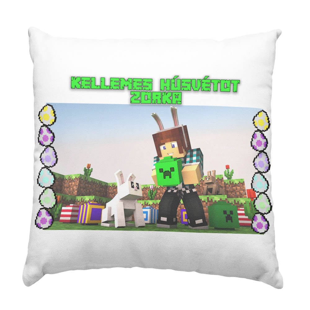 Minecraft Húsvét párna egyedi névvel - Bogreguru