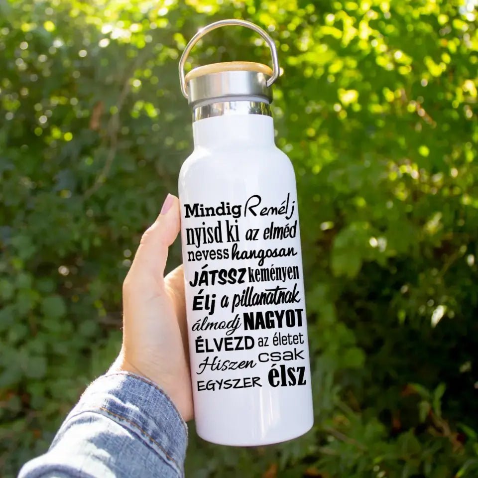 Motivációs kulacs idézettel és egyedi névvel - Bogreguru