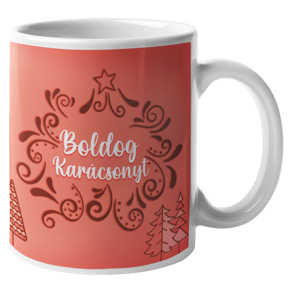 Karácsonyi piros mintás bögre