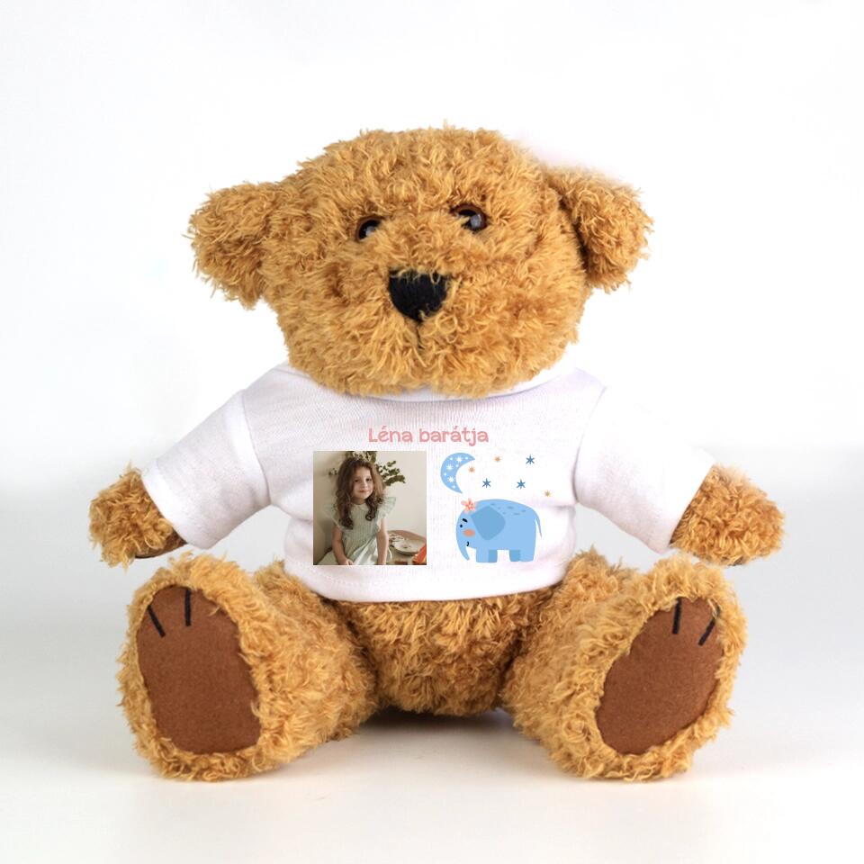 Plüss maci fényképes pólóban állat figurával - Bogreguru