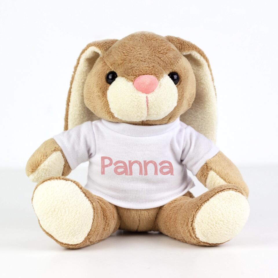 Plüss nyuszi egyedi neves pólóban - Bogreguru