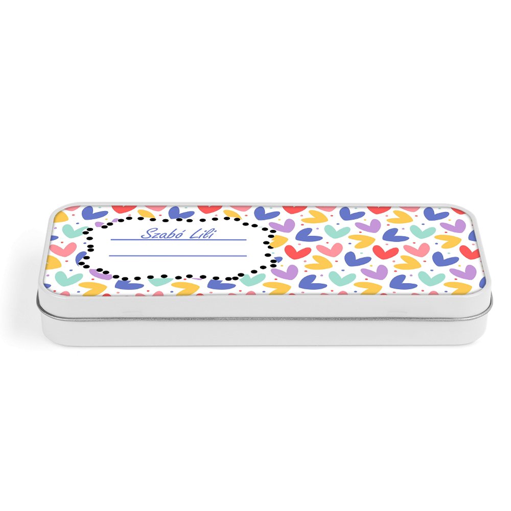 Szivecske mintás fém tolltartó - Bogreguru