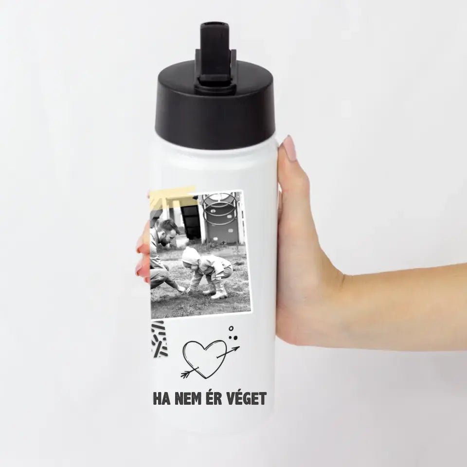 Szívószálas egyedi kulacs felirattal és fényképpel - Bogreguru