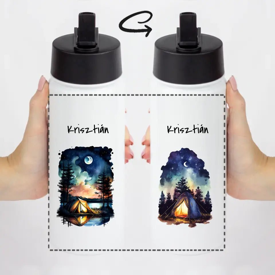 Szívószálas kirándulós kulacs névvel - Bogreguru