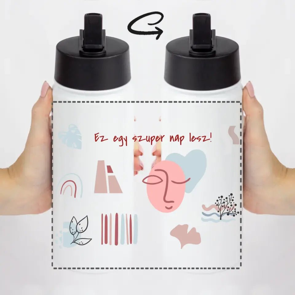 Szívószálas kulacs egyedi motivációs felirattal - Bogreguru