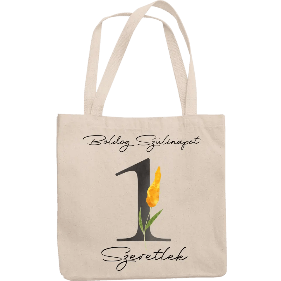 Szülinapi vászontáska virágos számmal - Bogreguru