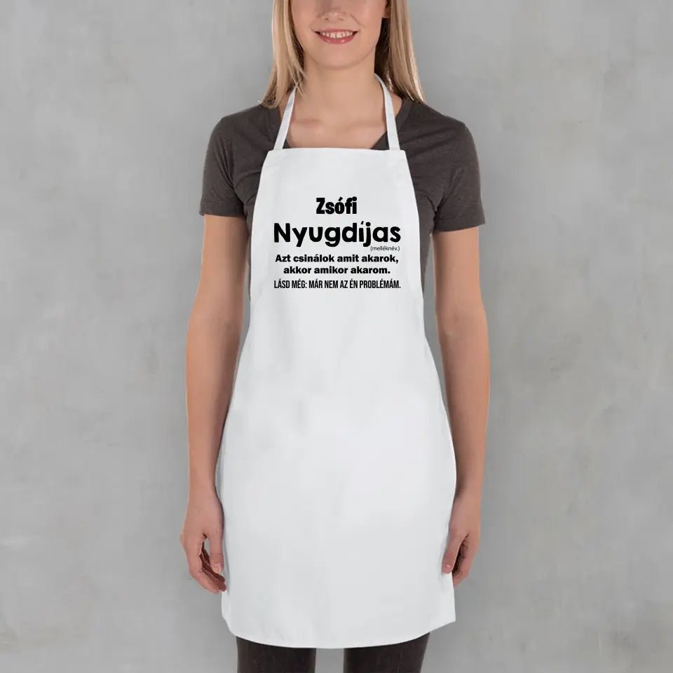 Vicces ajándék kötény nyugdíjasoknak - Bogreguru