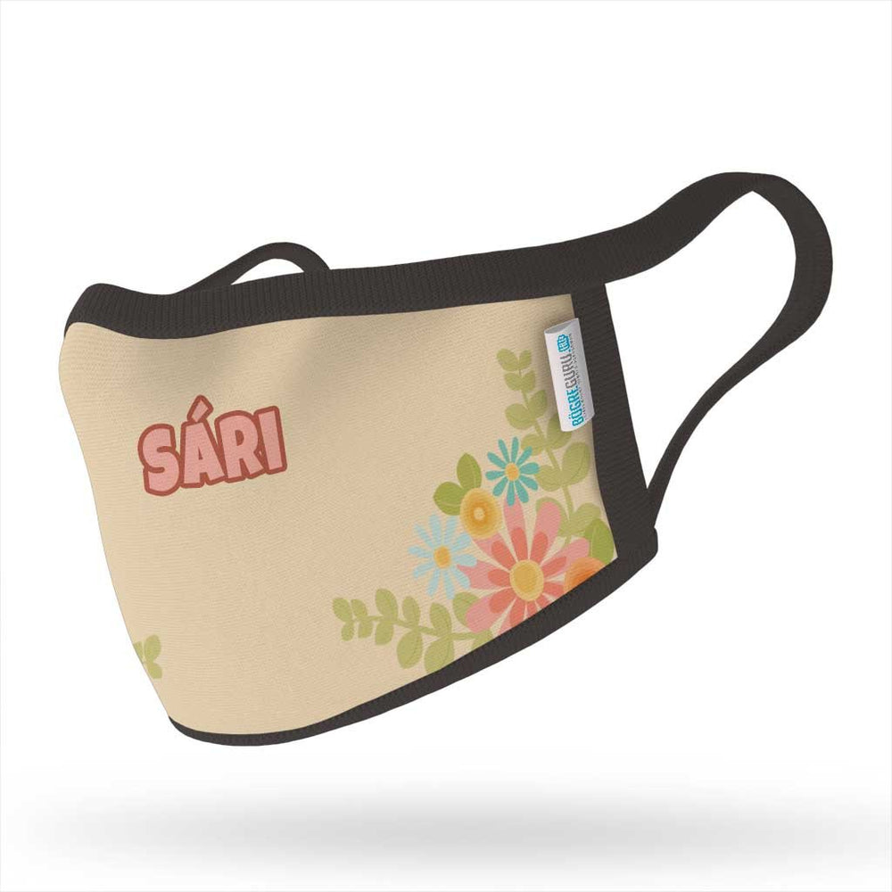 Virágmintás maszk egyedi neves - Bogreguru