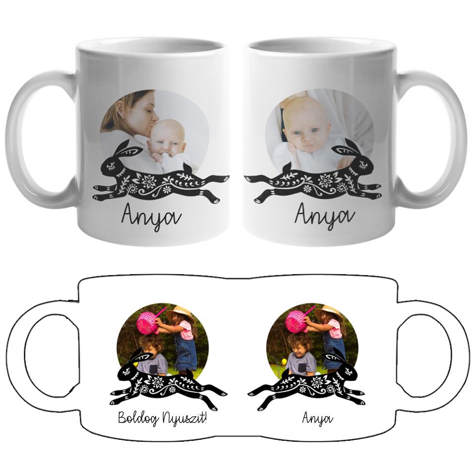 Egyedi képes nyuszis húsvéti ajándék bögre