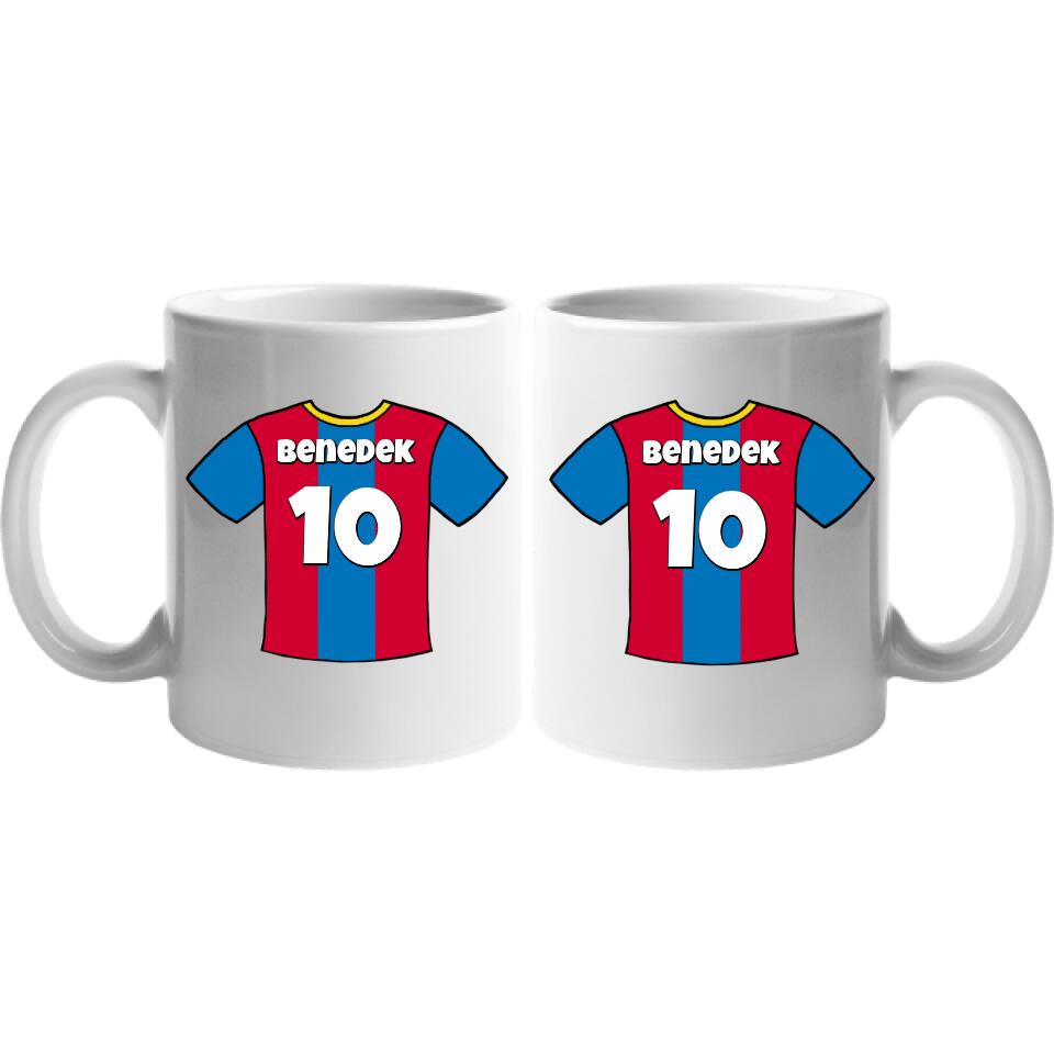 Foci mezes bögre egyedi névvel és számmal