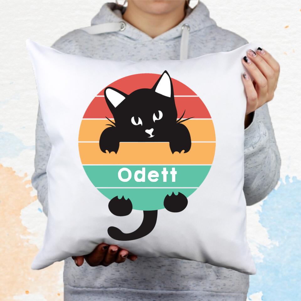 Street Art macskás párna egyedi névvel