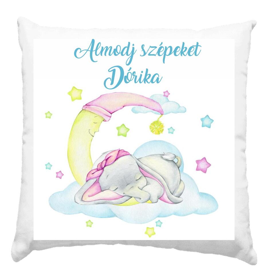 Szundi párna alvó állatokkal és saját névvel gyerekeknek