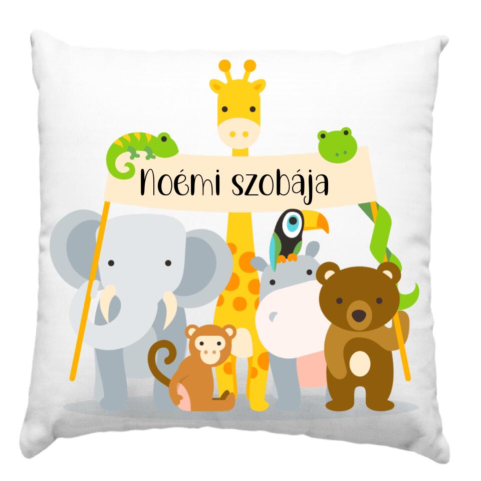 Állatkerti állatok egyedi neves párna