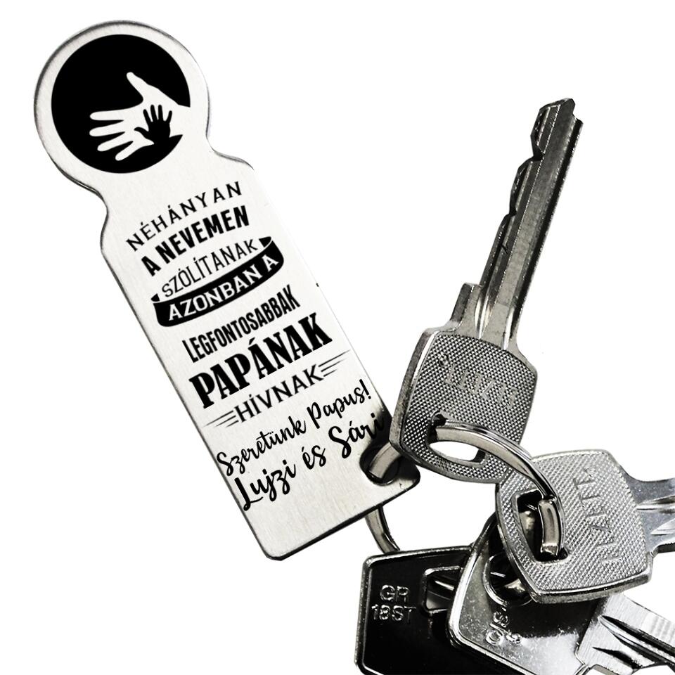 Néhányan a nevemen szólítanak bevásárlókocsi érme kulcstartó papáknak