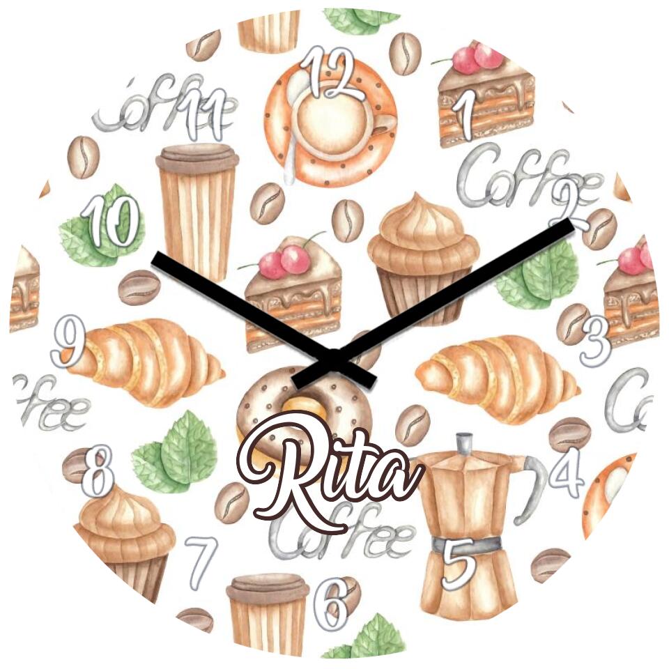 Kávé és desszert mintás fali óra